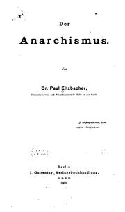 Cover of: Der Anarchismus by Paul Eltzbacher