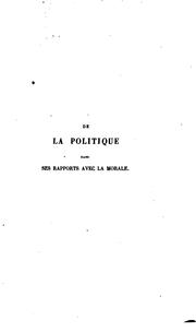 Cover of: De la politique dans ses rapports avec la morale: essai sur la République de Platon by Adolphe Hatzfeld