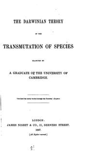 Cover of: The Darwinian Theory of the Transmutation of Species by Robert Mackenzie Beverley