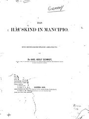 Cover of: Das Hauskind in Mancipio: Eine rechtsgeschichtliche Abhandlung