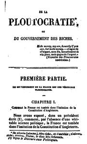 Cover of: De la ploutocratie ou du gouvernement des riches