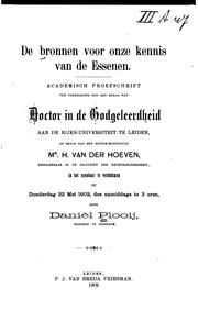 Cover of: De bronnen voor onze kennis van de Essenen by Daniel Plooij