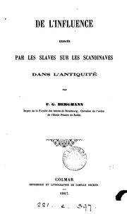 Cover of: De l'influence exercée par les Slaves sur les Scandinaves dans l'antiquité