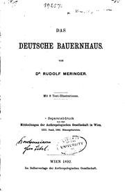 Cover of: Das deutsche Bauernhaus by Rudolf Meringer