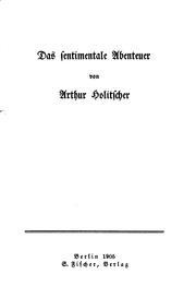 Cover of: Das sentimentale Abenteuer