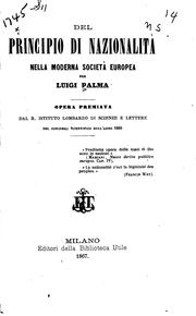 Cover of: Del principio di nazionalità nella moderna società europea