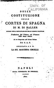 Cover of: Della costituzione delle Cortes di Spagna by Karl Ludwig von Haller