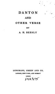 Cover of: Danton and Other Verse by Augustus Henry Beesly