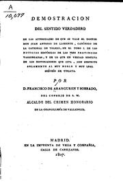 Cover of: Demostración del sentido verdadero: De las autoridades de que se vale el ...