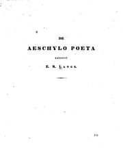 Cover of: De Aeschylo poeta