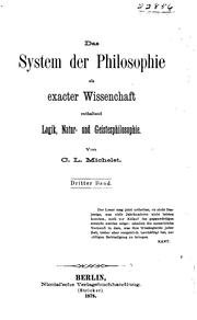 Cover of: Das System der Philosophie als Exacter Wissenschaft