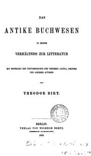 Cover of: Das antike Buchwesen in seinem Verhältniss zur Litteratur