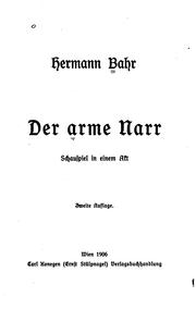 Cover of: Der Arme Narr: Schauspiel in einem Akt
