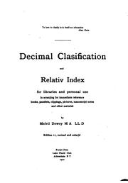 Cover of: Decimal Clasification and Relativ Index for Libraries and Personal Use: In ... by Melvil Dewey