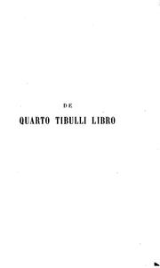 Cover of: De quarto Tibulli libro by Gustave Larroumet