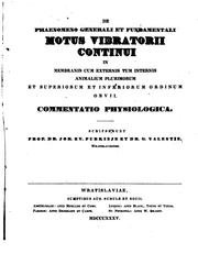 Cover of: De phaenomeno generali et fundamentali motus vibratorii continui in membranis cum externis tum ...