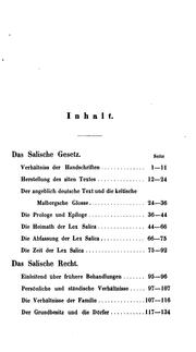 Cover of: Das alte Recht der salischen Franken