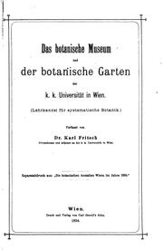 Cover of: Das botanische Museum und der botanische Garten der K.k. Universitat in Wien