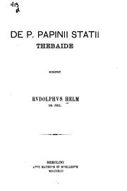 Cover of: De P. Papinii Statii Thebaide