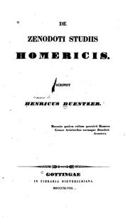 Cover of: De Zenodoti studiis Homericus