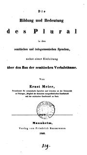 Cover of: Die Bildung und Bedeutung des Plural in den semitischen und indogermanischen Sprachen, nebst ...