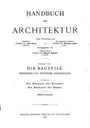 Cover of: Die Baukunst der Etrusker: Die Baukunst der Römer by Josef Wilhelm Durm