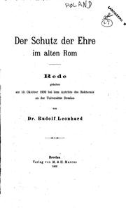 Cover of: Der Schutz der Ehre im alten Rom