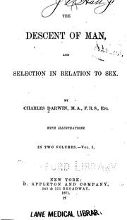 Cover of: The Descent of man by Charles Darwin