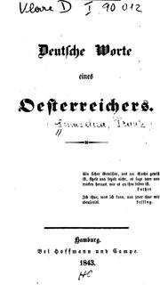 Cover of: Deutsche Worte eines Oesterreichers
