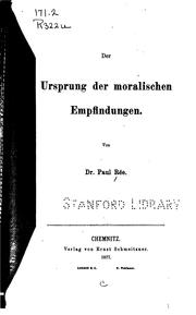 Cover of: Der Ursprung der moralischen Empfindungen