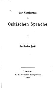 Cover of: Der Vocalismus der oskischen Sprache by Carl Darling Buck