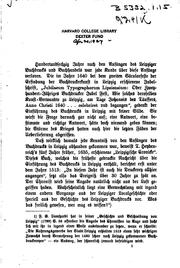 Cover of: Die Anfänge des Leipziger Bücherwesens: Zur vierten Säcularfeier der Einführung des Buchdruckes ...