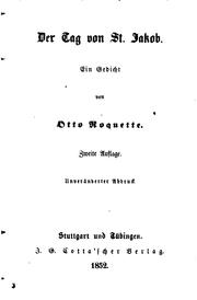 Cover of: Der Tag von St. Jakob: Ein Gedicht
