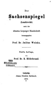 Cover of: Der Sachsenspiegel(landrecht) nach der ältesten Leipziger Handschrift