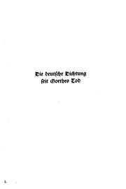 Cover of: Die deutsche Dichtung seit Goethes Tod