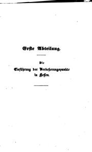 Cover of: Die Einführung der Verbesserungspunkte in Hessen von 1604-1610 und die ...