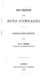 Cover of: Die Chronik des Dino Compagni: Versuch einer Rettung