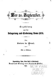 Cover of: Der 20. September: Erzählung aus der Belagerung und Eroberung Roms 1870
