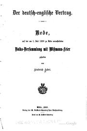 Cover of: Der Deutsch-englische Vertrag: Rede, auf der am 1. Juli 1890 zu Köl ...