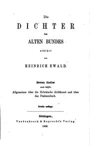 Cover of: Die Dichter des alten Bundes by Heinrich Ewald