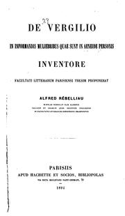 Cover of: De Vergilio in informandis muliebribus quae sunt in Aeneide personis inventore
