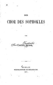 Cover of: Der Chor des Sophokles