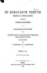 Cover of: De Romanarvm Tribvvm Origine AC Propagatione