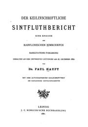 Cover of: Der keilinschriftliche Sintfluthbericht: Eine Episode des babylonischen Nimrodepos ...