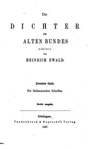 Cover of: Die Dichter des alten Bundes by Heinrich Ewald