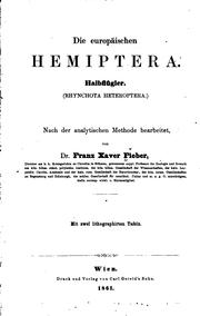 Cover of: Die europäischen Hemiptera. Halbflüger.(rhynchota Heteroptera.).: Halbflüger.(rhynchota ...