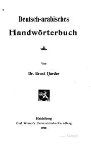 Cover of: Deutsch-arabisches Handwörterbuch by Ernst Harder