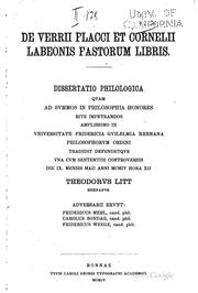 Cover of: De Verrii Flacci et Cornelii Labeonis fastorum libris ...
