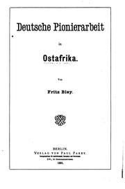 Cover of: Deutsche Pionierarbeit in Ostafrika