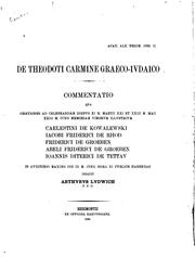 Cover of: De Theodoti Carmine Graeco-iudaico by Arthur Ludwich